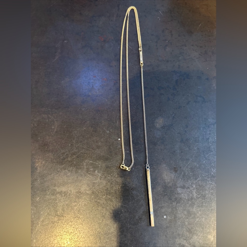 Jennifer Zeuner Lariat Necklace Gold With Two Diamonds 14K Gold and Vermeil